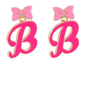 Epoxy "B" & Ribbon Dangle Earrings